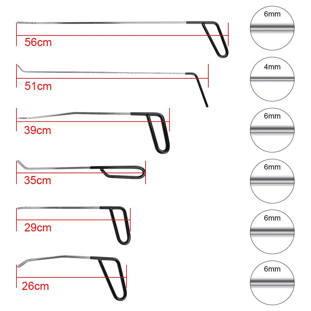 Car Dent Repair Rods with Lengths from 26cm to 56cm and Tip Diameters