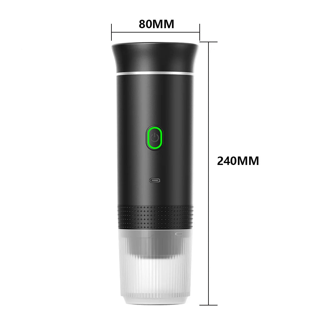 Portable Espresso Maker dimension diagram showing 80mm width and 240mm height