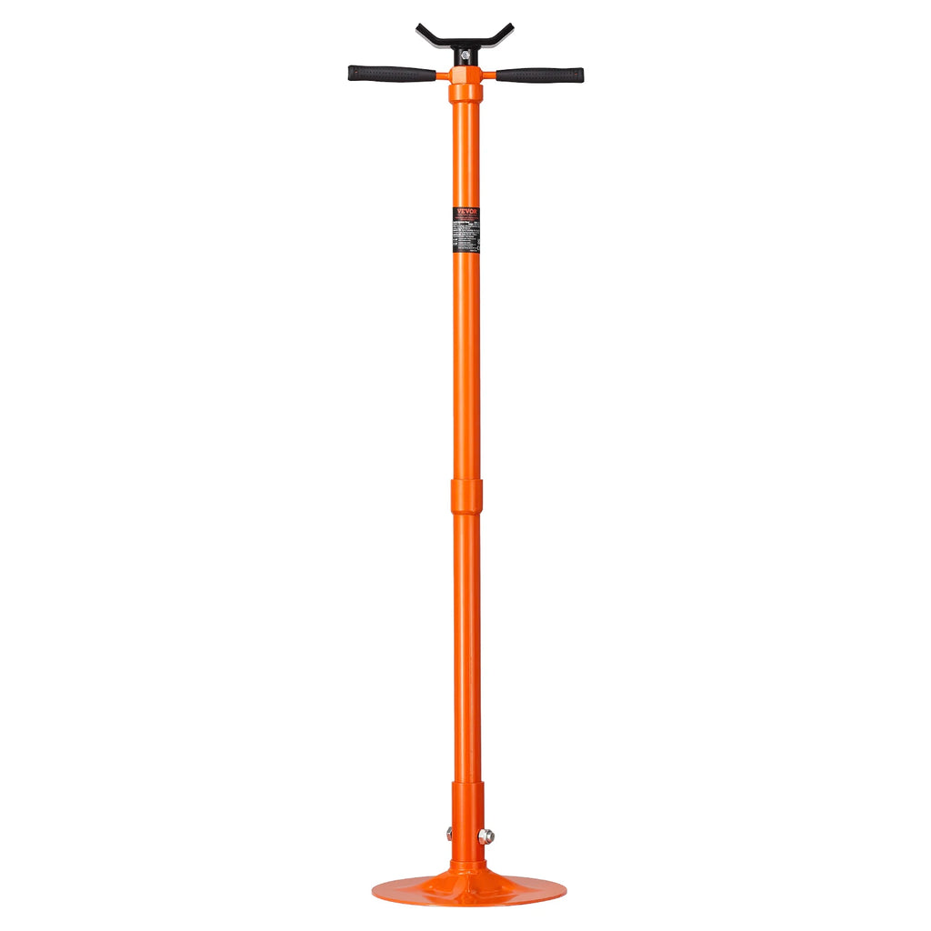 Orange Under-Hoist Support Stand with U-shaped saddle, telescopic steel column and round base