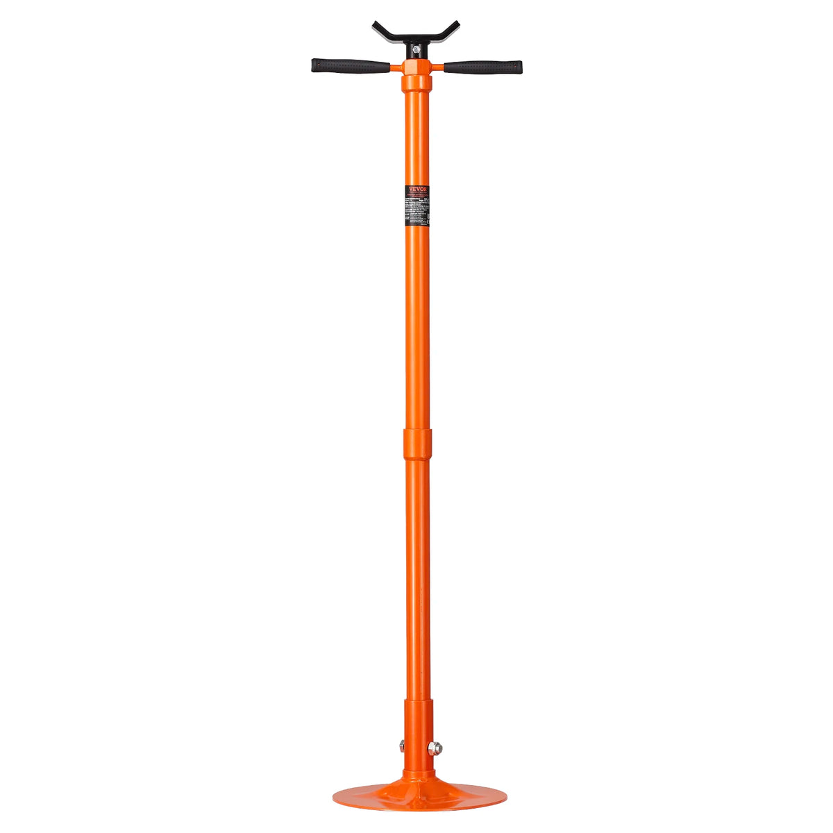 Orange Under-Hoist Support Stand with U-shaped saddle, telescopic steel column and round base