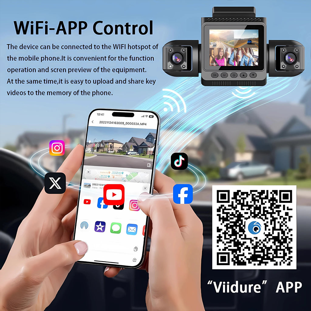 4-Channel WiFi Dash Cam night highway footage demonstrating clear night vision recording