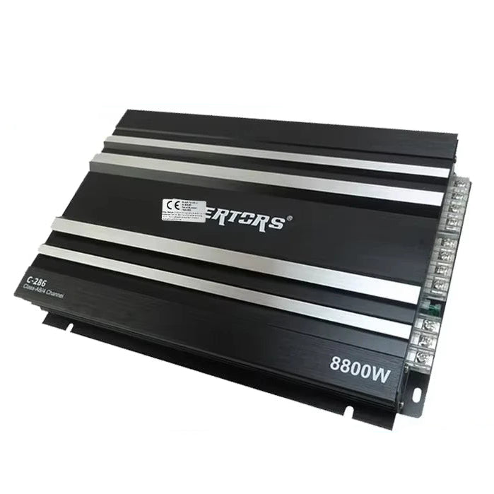4-Channel Car Amplifier C-286 Class AB 8800W model shown at an angle on a white background