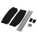 Black Side Window Privacy Curtains set with two curtain panels, four plastic rails, two tie-back bands and fittings