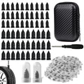 Spiral Tyre Repair Plugs complete kit on a white background with rubber plugs, carry case, insertion tool and refill capsules
