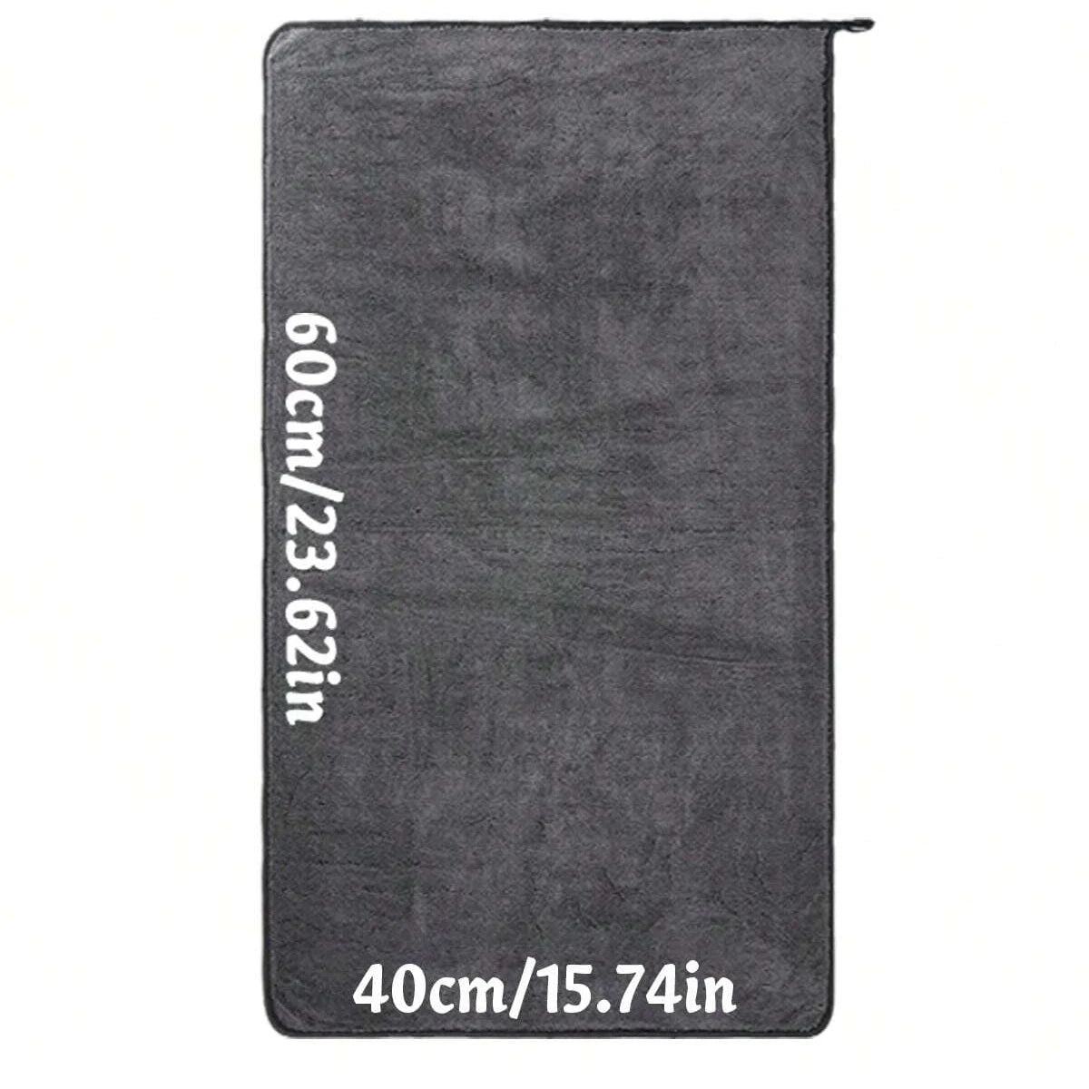 Flat lay of microfibre car drying towel, dimensions 60cm by 40cm