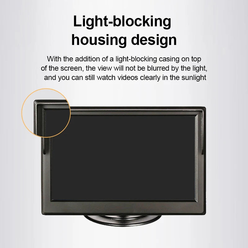 Close-up of the HD Infant Car Monitor's light-blocking hood that reduces screen glare in sunlight