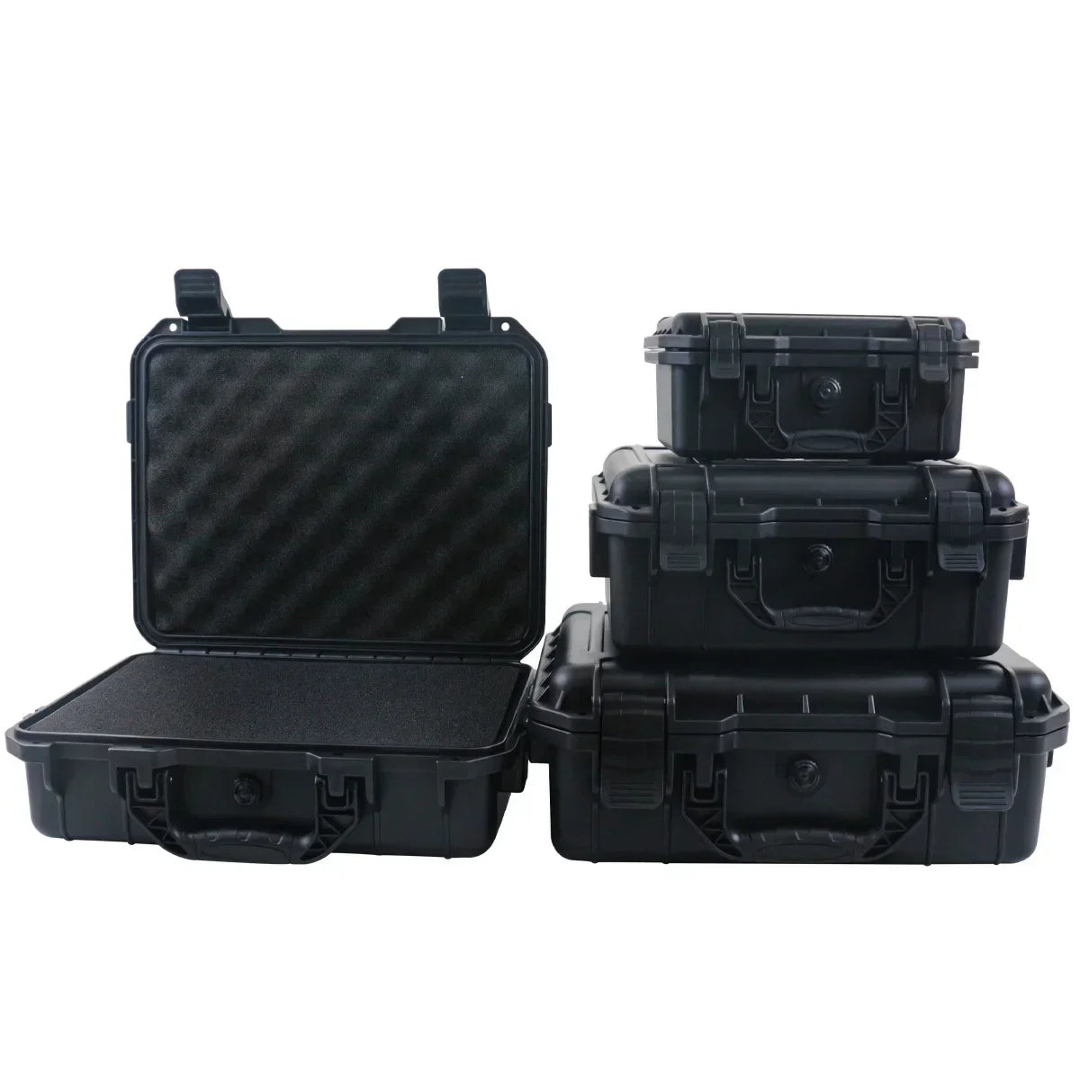 All-Weather Storage Case shown open beside a closed case, front angle
