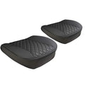 Black quilted leather car seat cover shown from two angles on a white background.