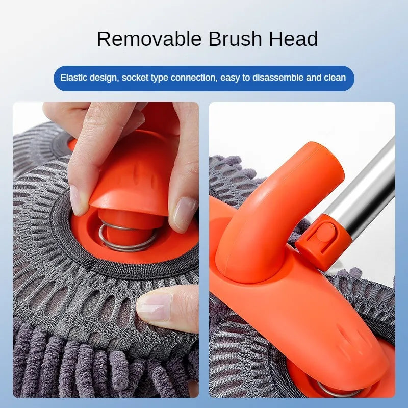 Close-up of the Telescopic Car Wash Mop's removable brush head showing the elastic socket-type connection for easy disassembly and cleaning