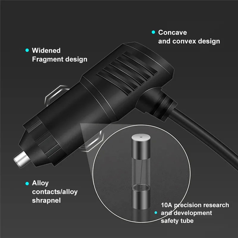 Close-up of the Multi-Port Car Charger Hub's alloy contact points and waterproof fragment-resistant housing