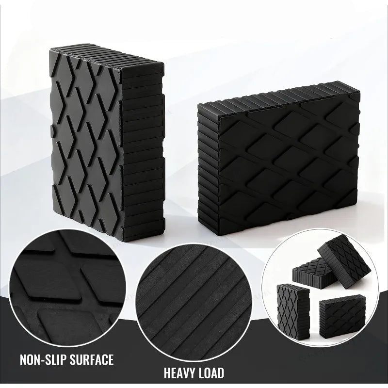 Two Heavy-Duty Jack Pads standing upright showing the non-slip surface and heavy-load ribbed side