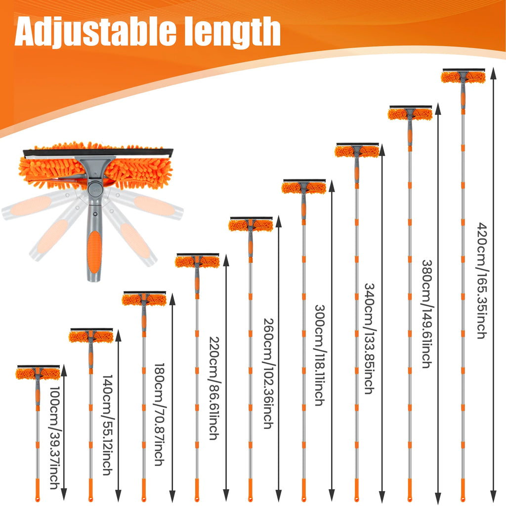 Telescopic Window Squeegee adjustable length chart from 100cm to 420cm