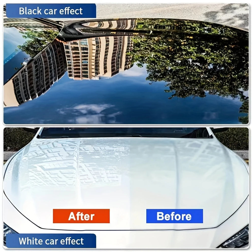 Car paintwork reflecting the sky with a glossy hydrophobic ceramic coating shine
