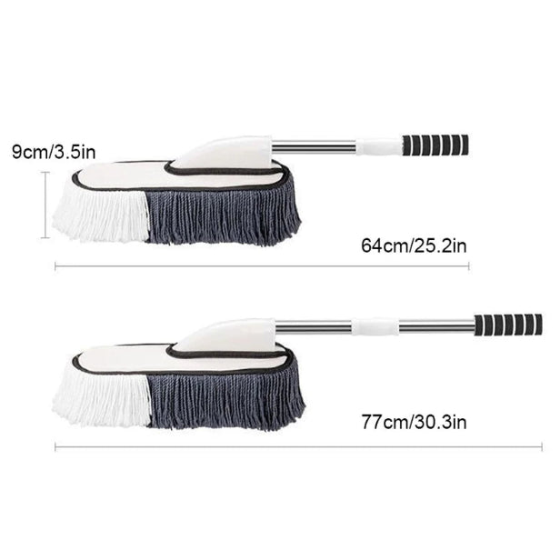 Size diagram of the Telescopic Car Brush Kit duster showing 64cm and 77cm extended lengths