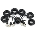 5-Channel Air Suspension Gauge with white digital display, five stainless steel pressure sensors and coiled wiring harnesses
