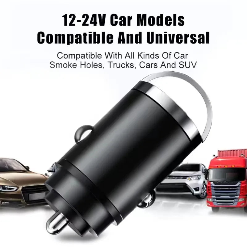100W mini car charger plugged into a car cigarette lighter socket, compatible with cars, SUVs and trucks