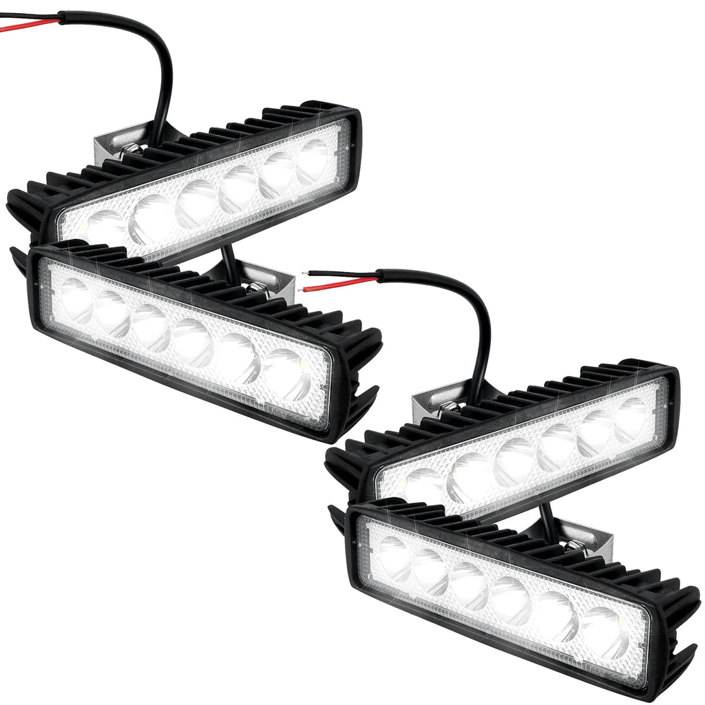 Set of four Compact LED Work Lights with 6-LED lenses, heat-sink fins and mounting brackets