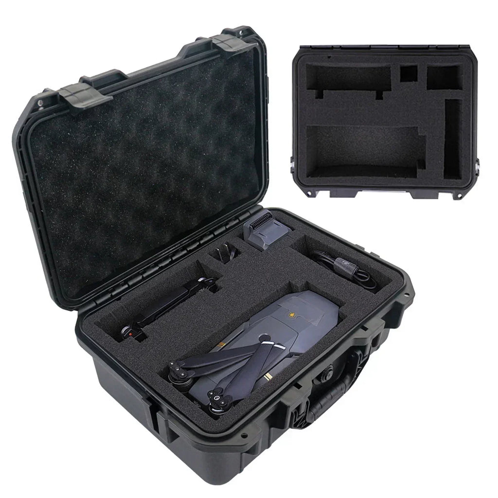 All-Weather Storage Case open with a drone secured in a custom-cut foam insert