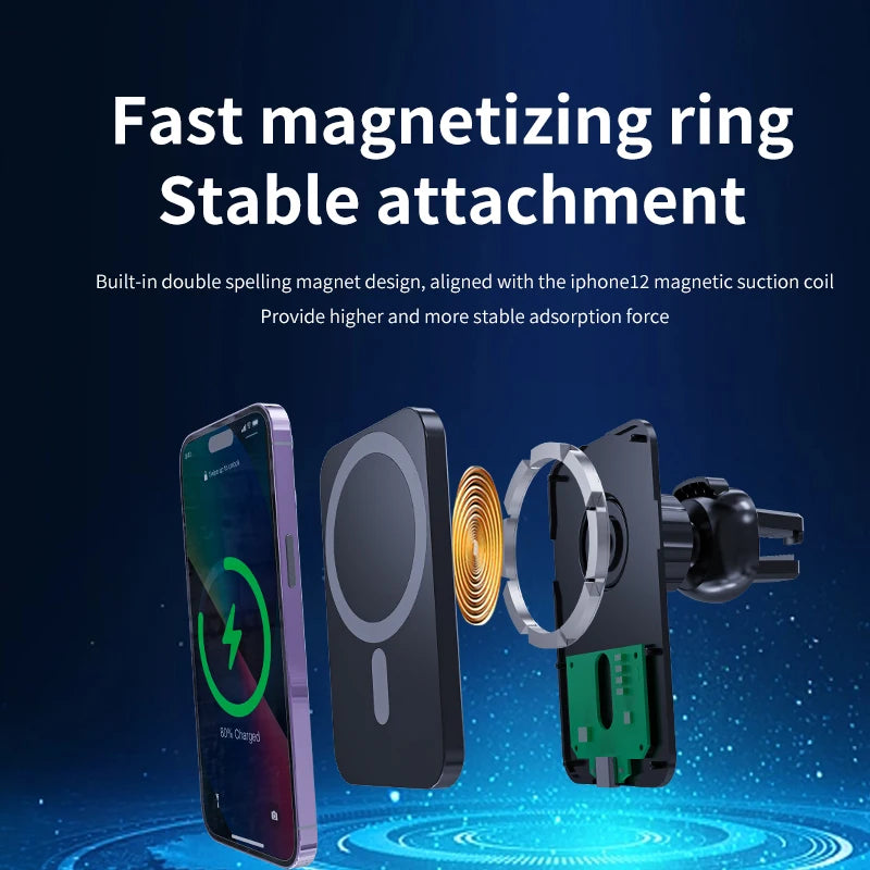 Exploded diagram of Magnetic Rotating Vent Charger magnetizing ring components