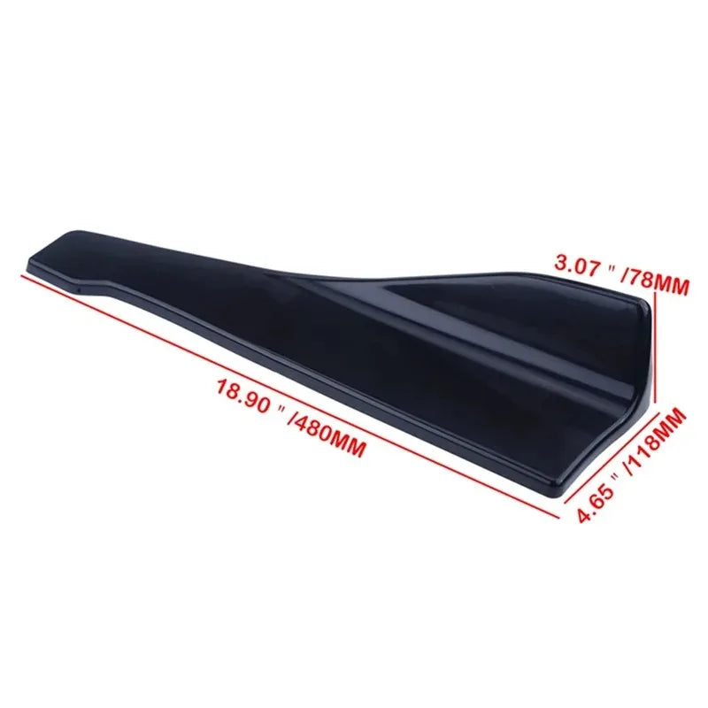 Dimension diagram of a single side skirt splitter blade showing a length of 480 millimetres, a width of 78 millimetres and a height of 118 millimetres