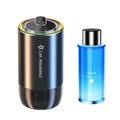 Smart Cup Holder Diffuser in metallic finish with ambient light ring and Ocean scent fragrance oil bottle
