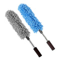 Twin Microfibre Detail Duster set with one grey and one blue microfibre duster, extendable stainless steel shafts and foam grips