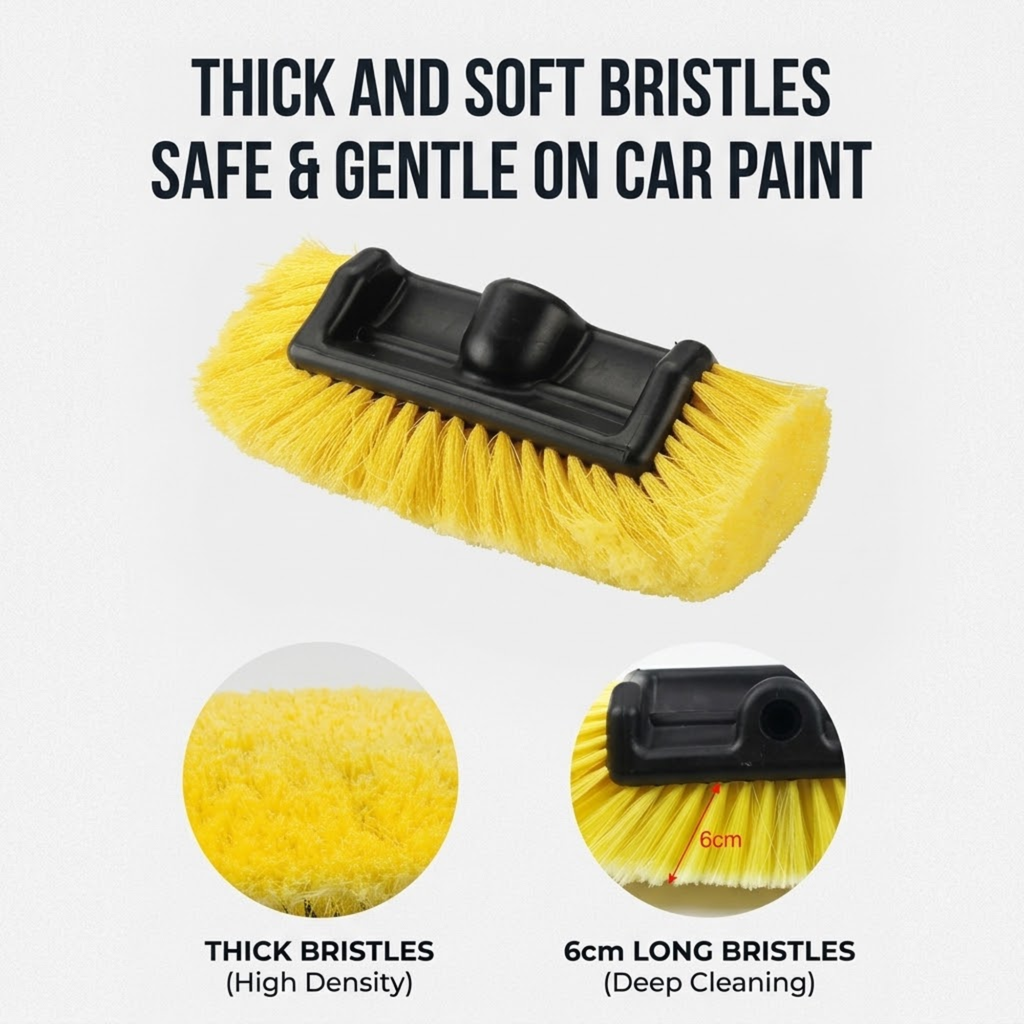 Ultra-Soft Detailing Brush bristle head with thick, soft 6cm long bristles that are safe and gentle on car paint