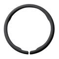 Black round O-shape Ultra-Thin Suede Steering Cover with perforated texture on a white background