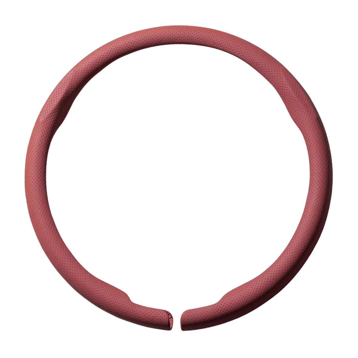 Burgundy red round O-shape Ultra-Thin Suede Steering Cover with perforated texture on a white background