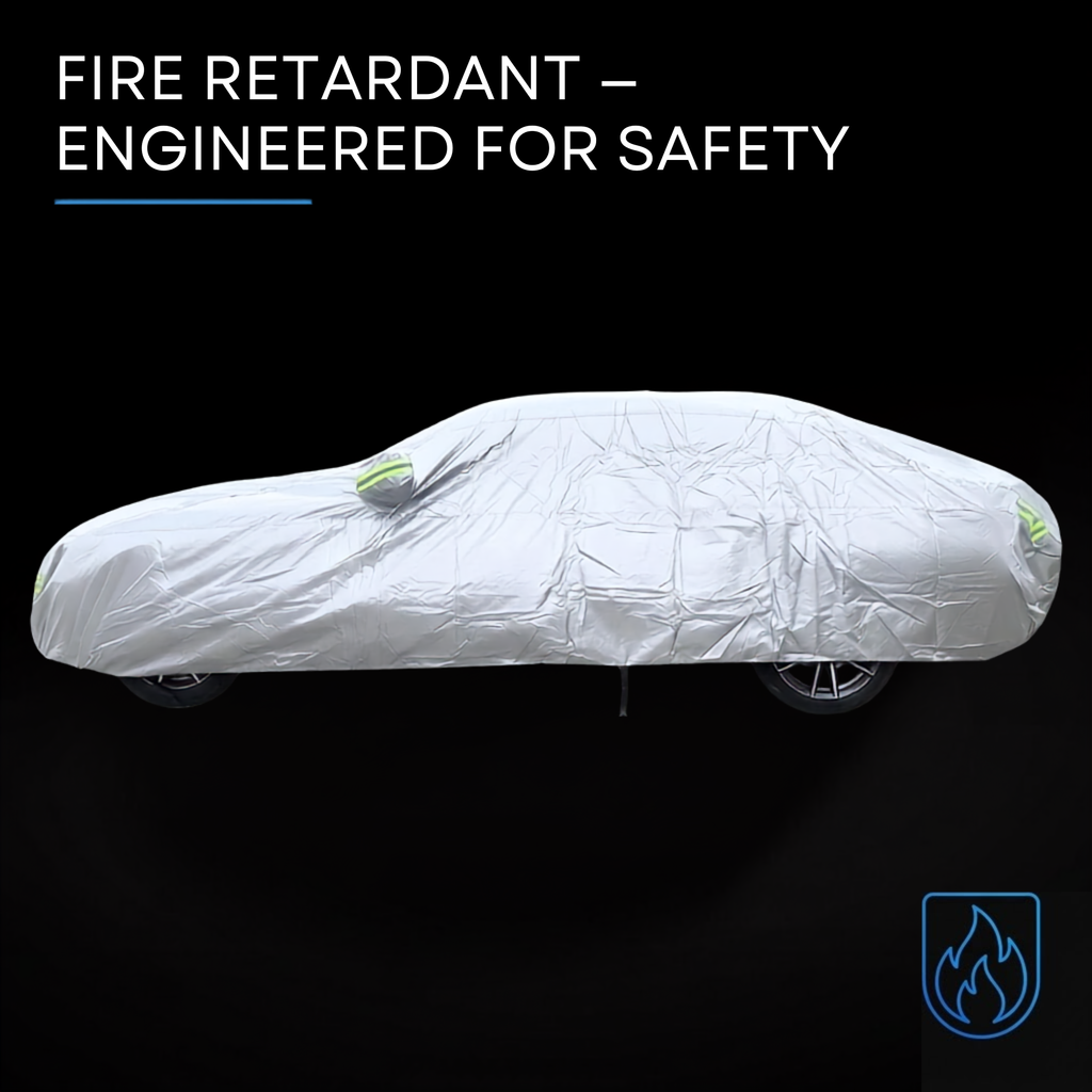 All-Weather Vehicle Cover fire retardant fabric engineered for safety