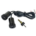 LED Door Welcome Lights universal car door projector pair with cable and mounting drill bit on white background