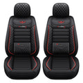 Black Premium Diamond Quilted Leather Car Seat Covers front pair on a clean white background