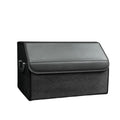 Black Suede Leather Boot Organiser with PU leather lid, medium size, shown on a white background