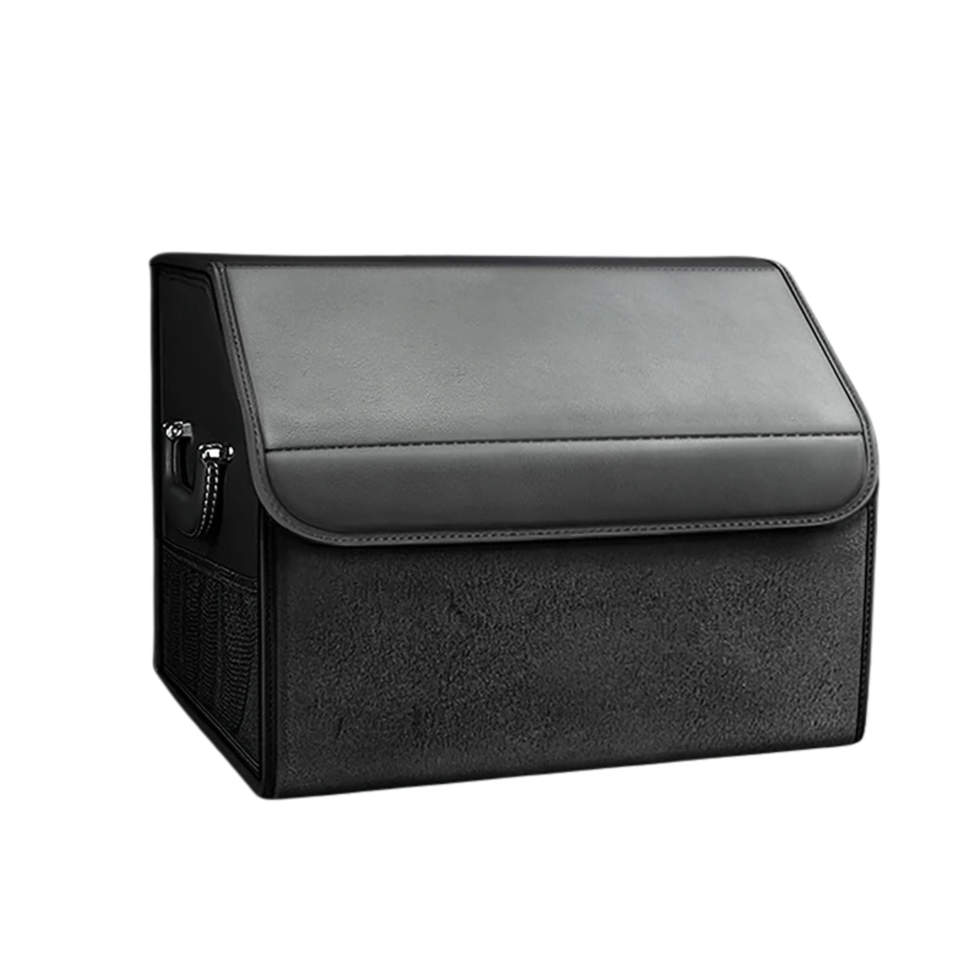 Black Suede Leather Boot Organiser in small size, shown on a white background