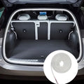 Coiled white automatic trunk LED light strip shown beside an installed strip glowing around a car boot interior