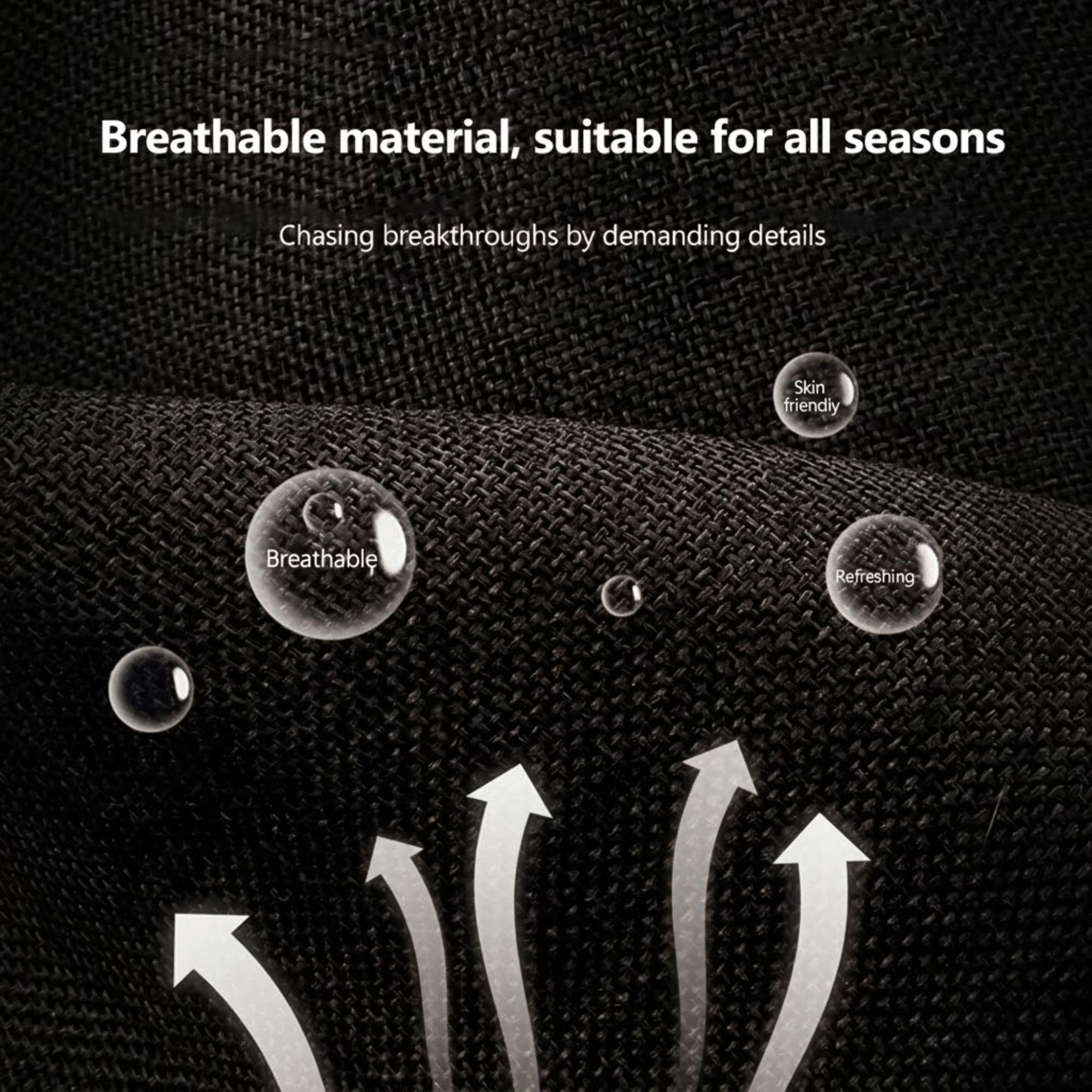 Graphic demonstrating the airflow and moisture ventilation properties of a woven flax car seat protector.