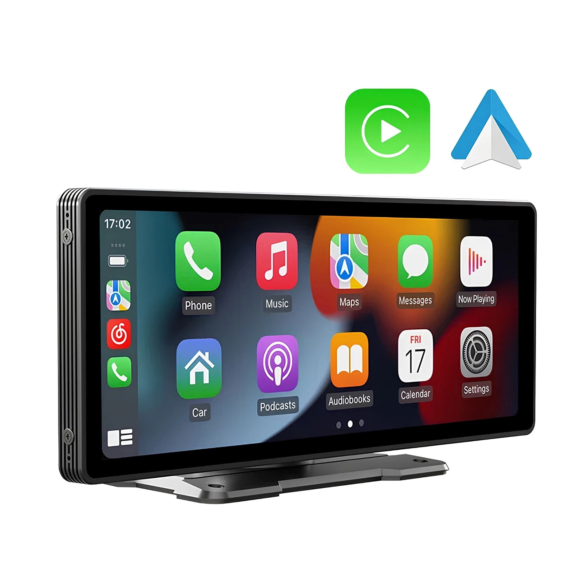 10.26 Inch Wireless CarPlay and Android Auto Mirror Monitor displaying the Apple CarPlay home screen on a white background