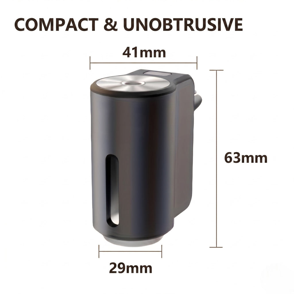 Size guide for the compact car diffuser showing unobtrusive dimensions of 63 millimetres high and 41 millimetres wide.