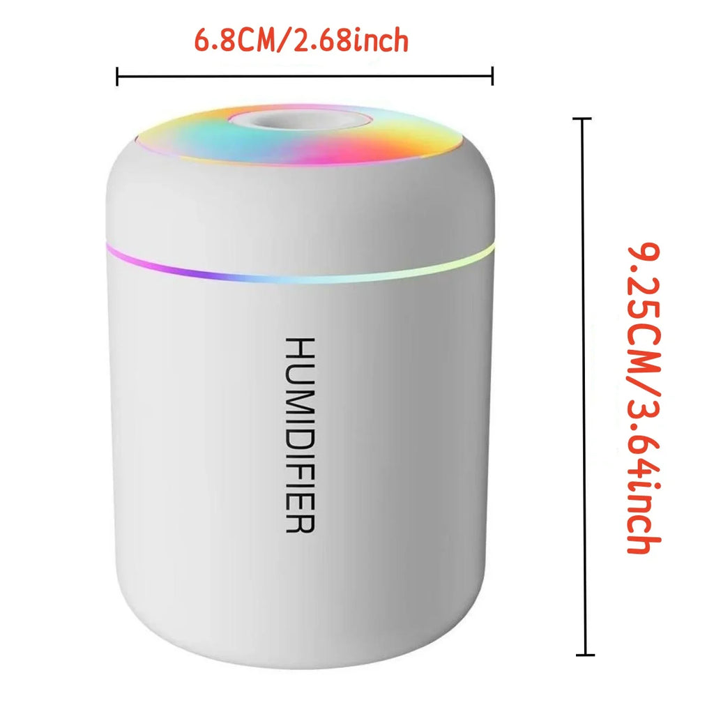 Technical diagram illustrating the exact dimensions of the car air humidifier, measuring 9.25 centimetres in height and 6.8 centimetres in width to verify standard cup holder compatibility.