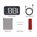 Package contents for the crystal white display variant, including the head-up display unit, USB-C cable, reflective film, mounting sticker, and user manual.