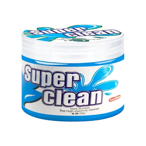 A 200g tub of blue deep-cleaning car interior detailing gel and reusable dust remover isolated on a clean white background.