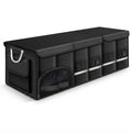 Heavy-Duty Car Boot Organiser extra-large foldable waterproof storage box in black Oxford fabric with multiple compartments and carry handle, pristine white background