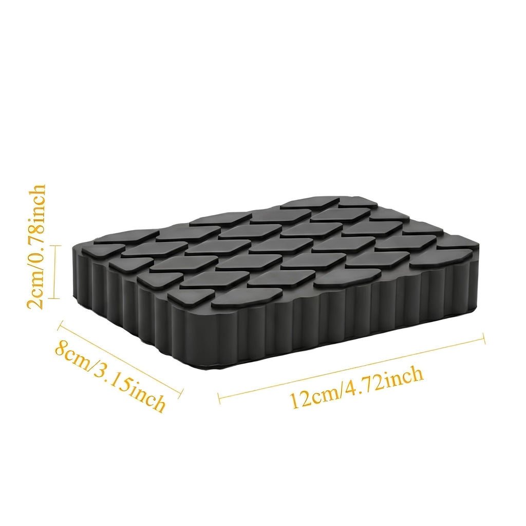 Heavy-Duty Jack Pad 2cm thick rubber pad measuring 12cm by 8cm by 2cm