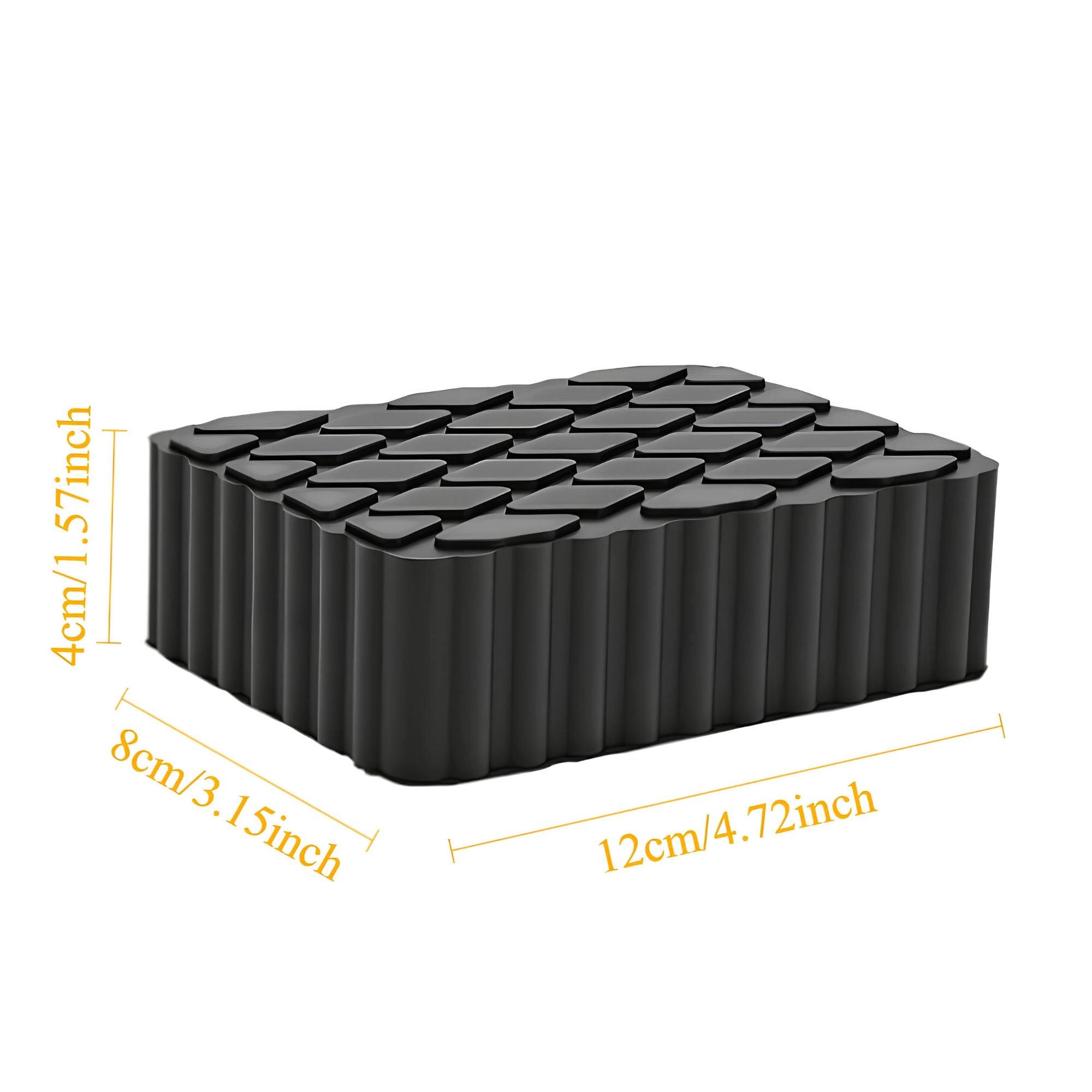Heavy-Duty Jack Pad 4cm thick rubber pad measuring 12cm by 8cm by 4cm