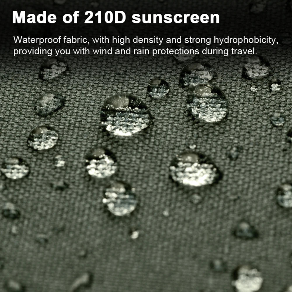 Close-up macro view of water droplets resting on the high-density Oxford fabric, demonstrating its hydrophobic and waterproof properties.