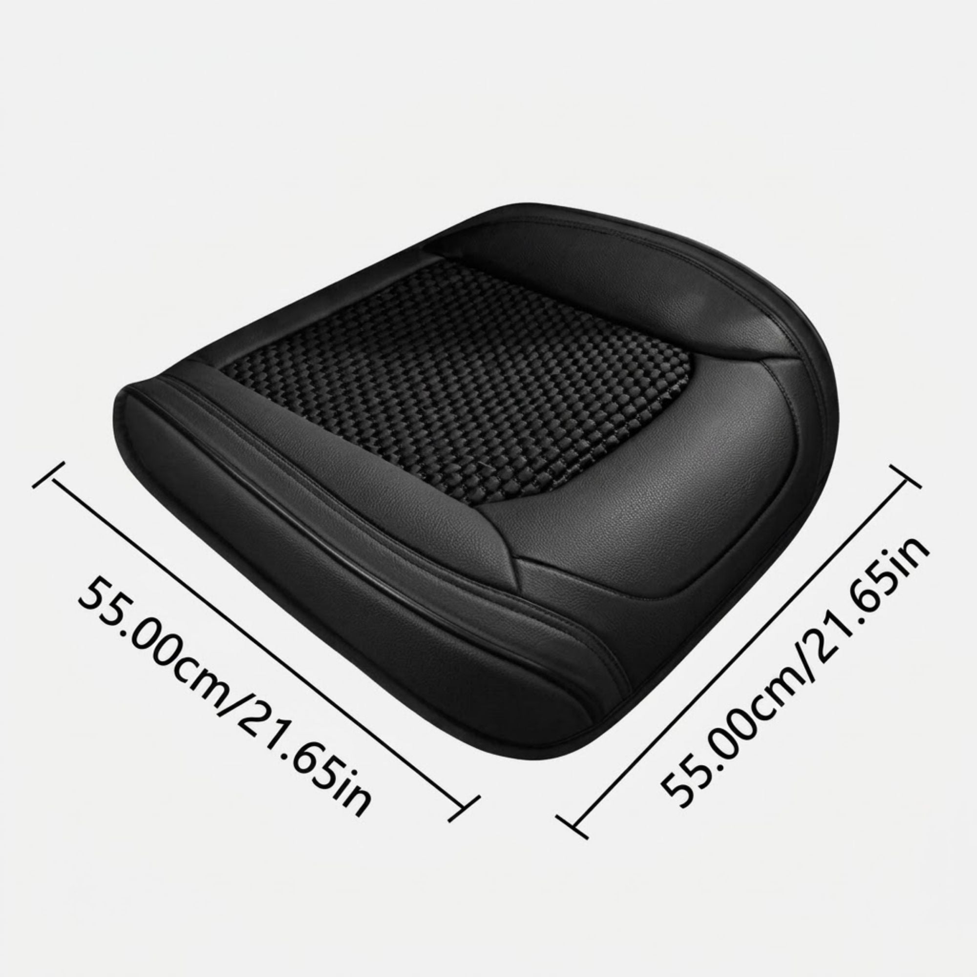 Ice silk seat cover cushion with dimensions labelled 55cm by 55cm on a white background