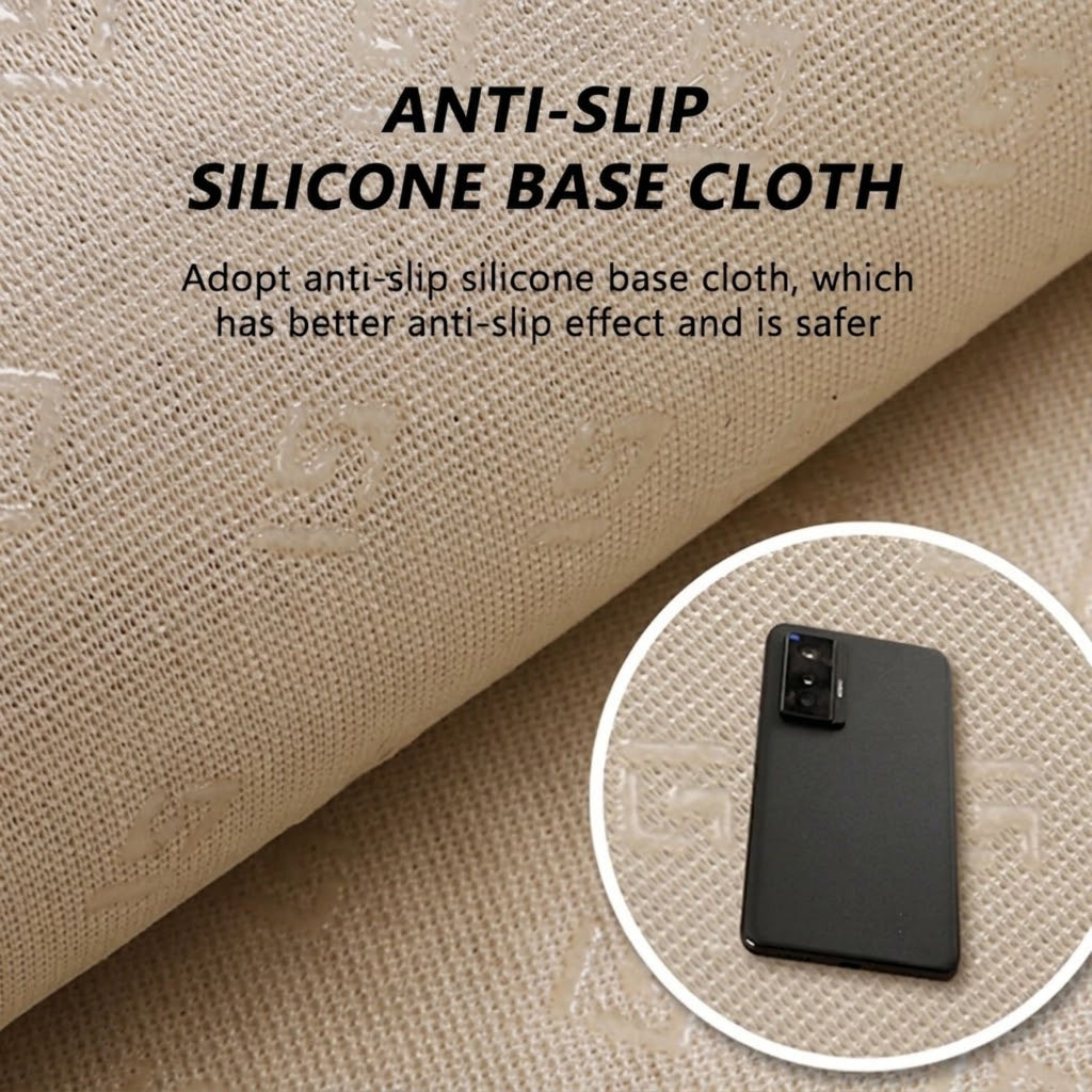 Close up of the anti slip silicone backing fabric on the ice silk seat cover