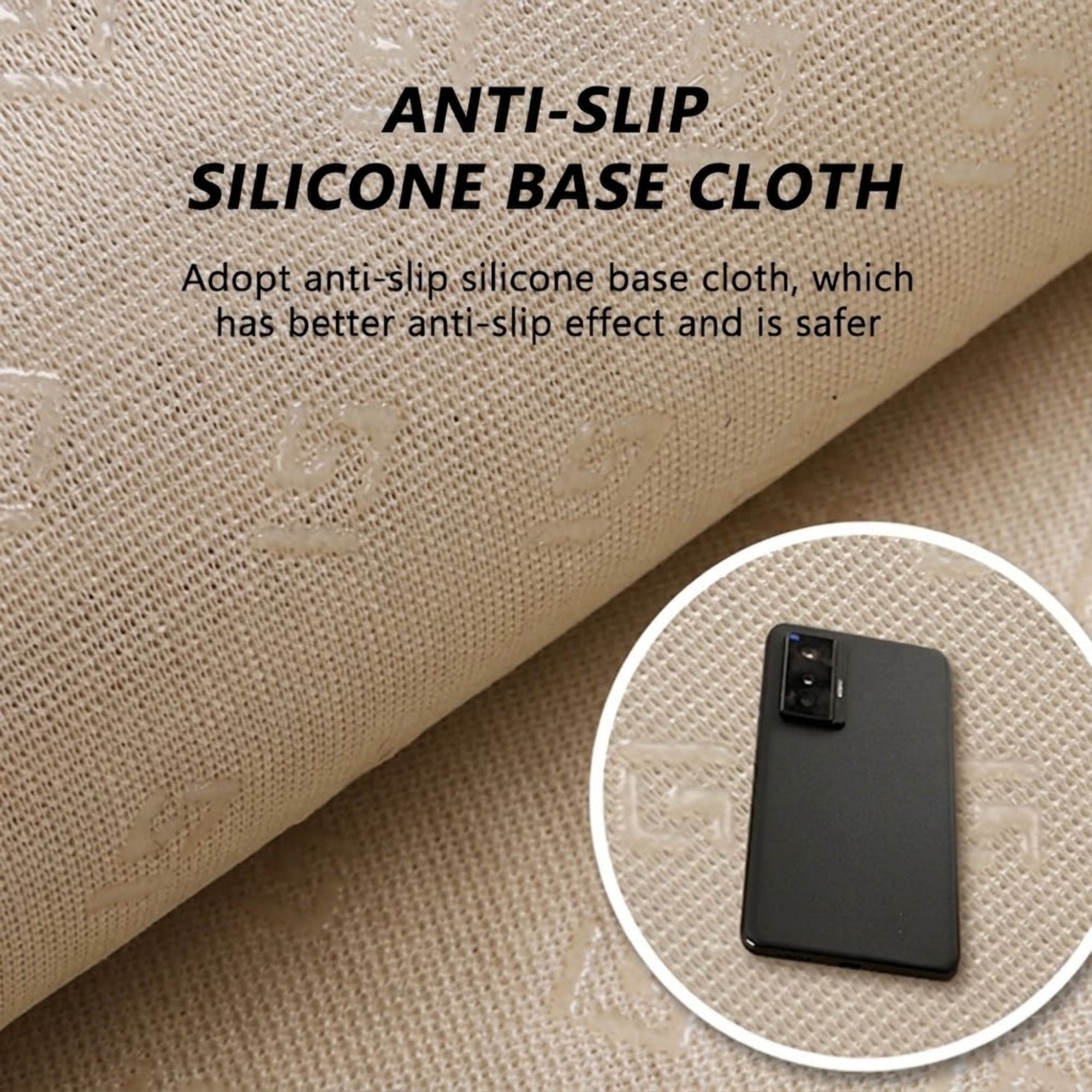 Close up of the anti slip silicone backing fabric on the ice silk seat cover