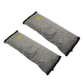 Heather grey kids seat belt shoulder pads displayed on a white background.
