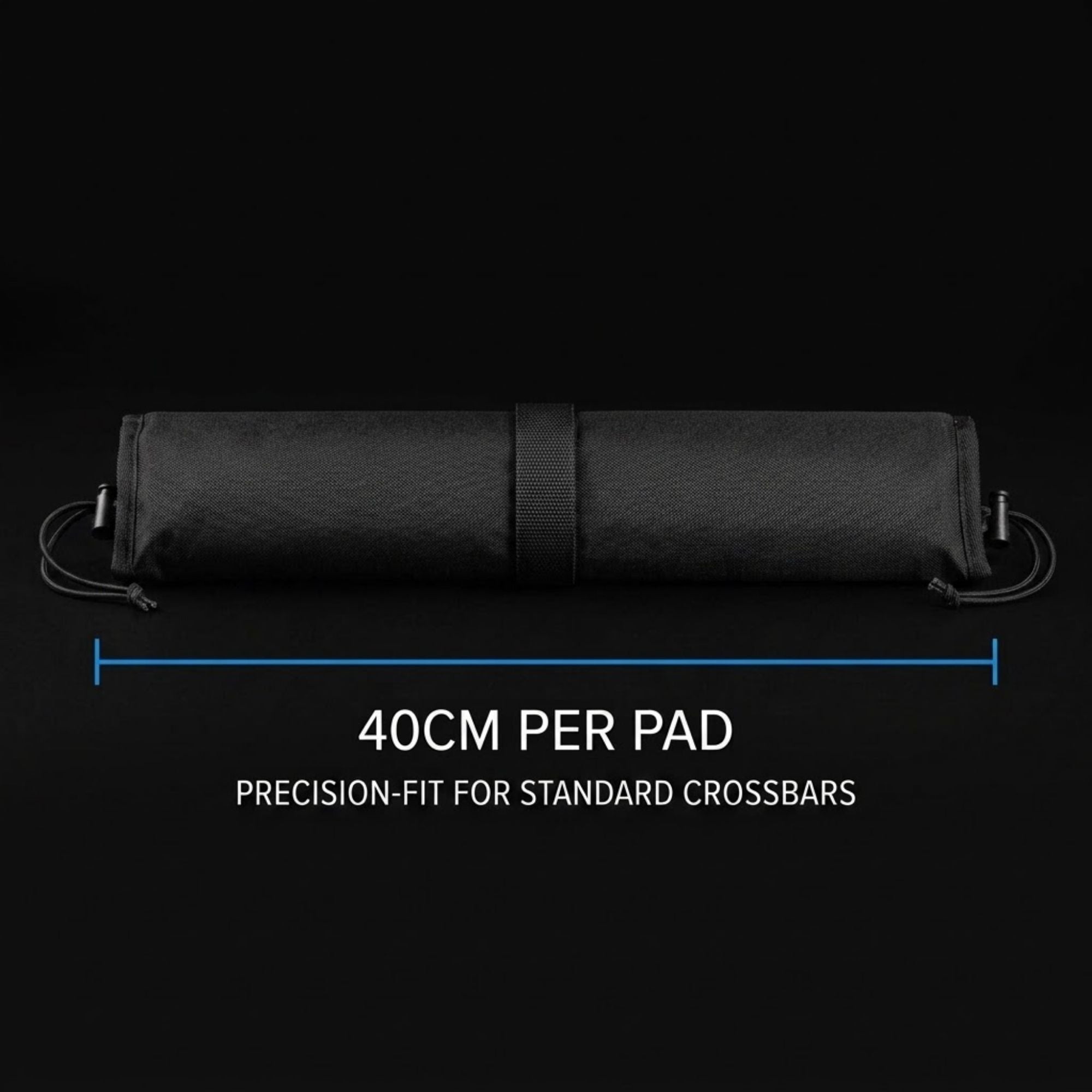 Rolled Oxford roof rack pad measuring 40cm with drawstring closures for a precision crossbar fit